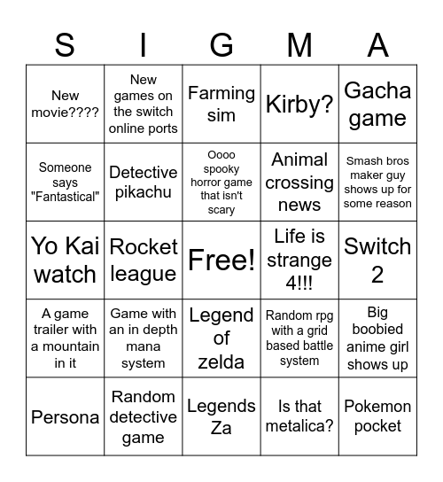 Yahoo Bingo Card