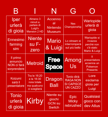 Nintendo Direct - Giugno 2024 Bingo Card