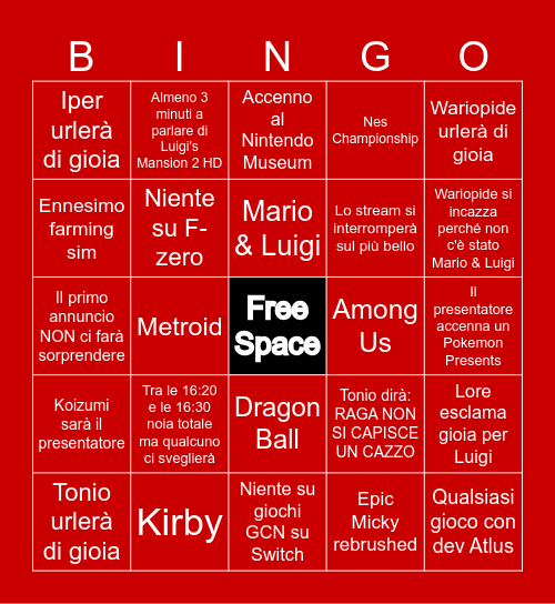 Nintendo Direct - Giugno 2024 Bingo Card