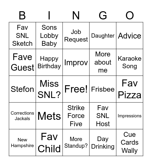 Q&A Bingo Card