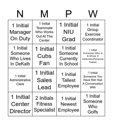 Power Wellness Bingo Card