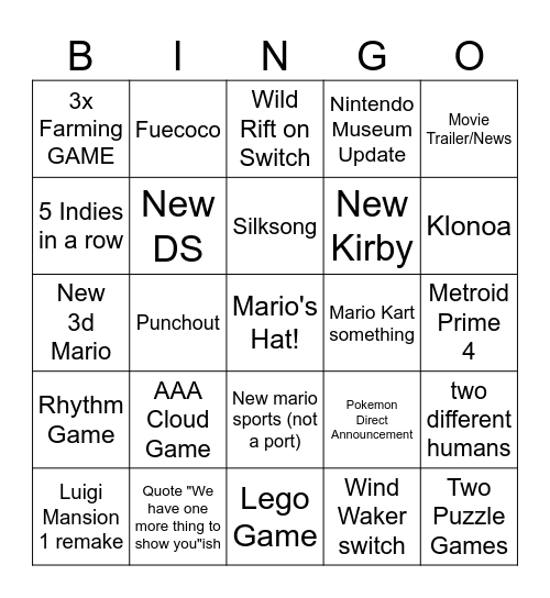 Untitled Bingo Card
