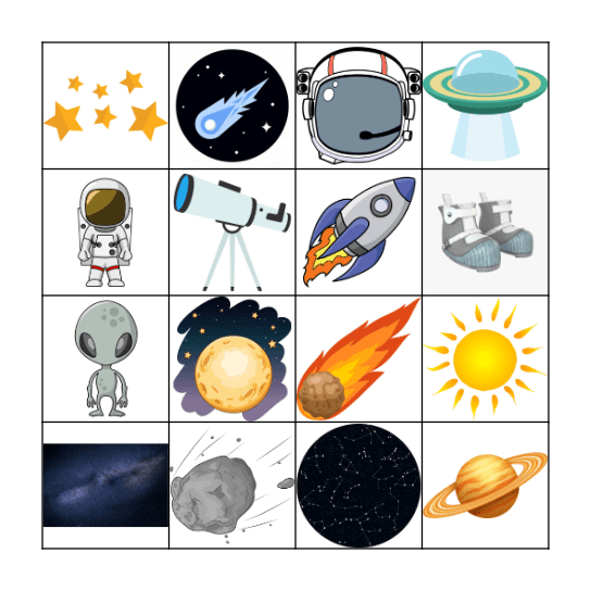 Space Adventure Bingo Card