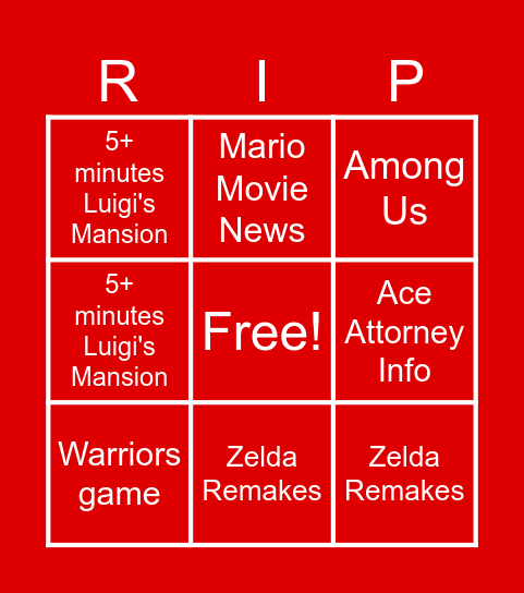 Final Switch Direct Bingo Card