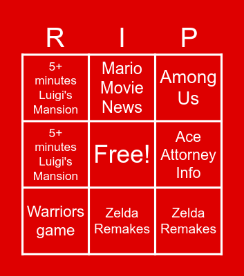 Final Switch Direct Bingo Card