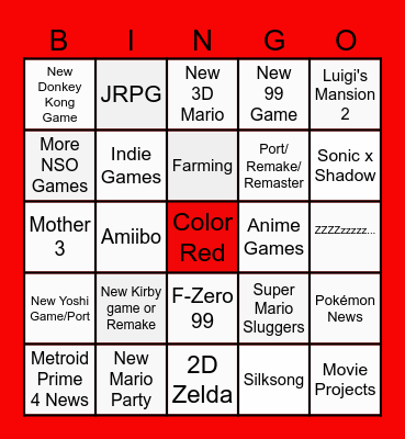 Nintendo June 2024 Bingo Card