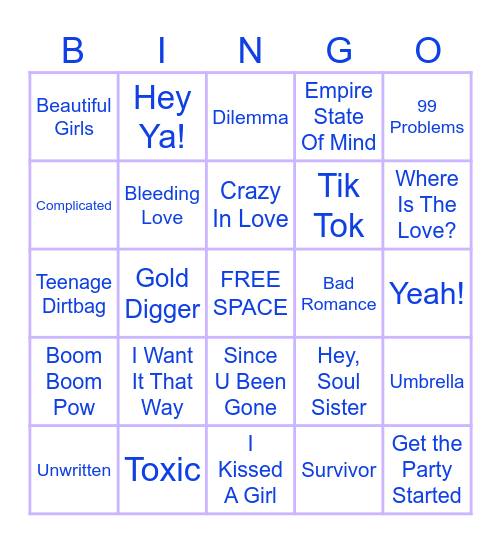 2000's BINGO Card