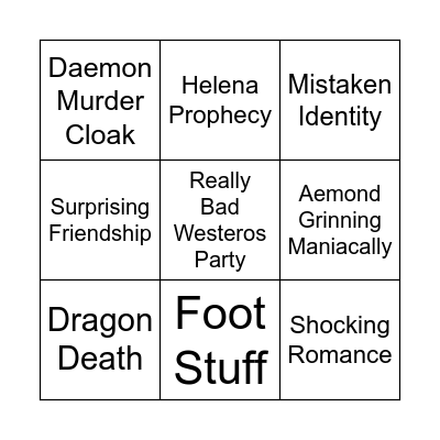 HotD Season 2 Bingo Card