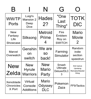 NINDAI! Bingo Card