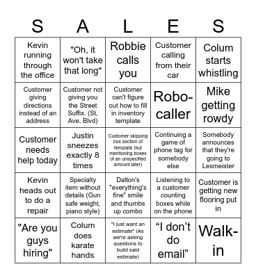 A Week in the Life of Bingo Card