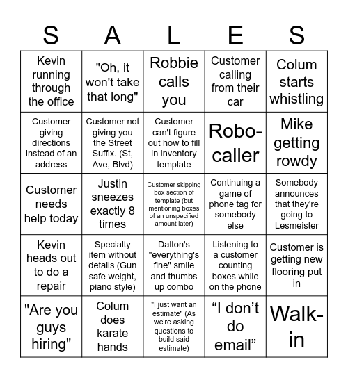 A Week in the Life of Bingo Card