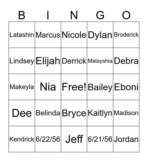 60th Birthday Party Bingo Card