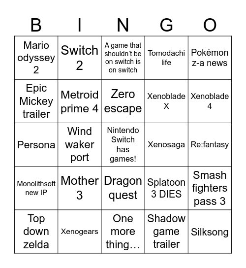 Untitled Bingo Card