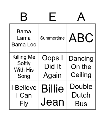 BEA Bingo Card
