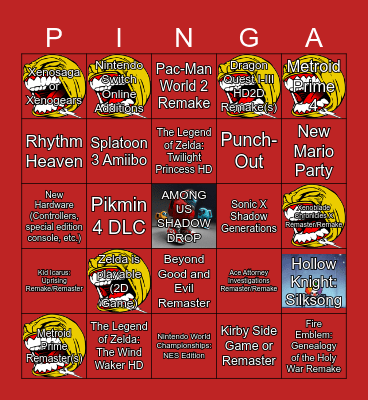 Nintendo Direct 6/18/2024 Bingo Card