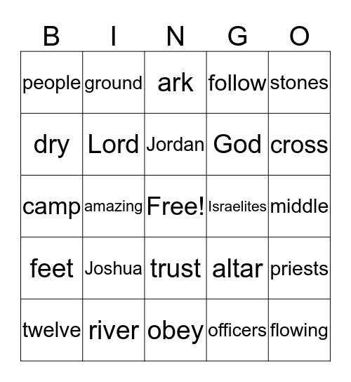 Joshua and the crazy river Bingo Card