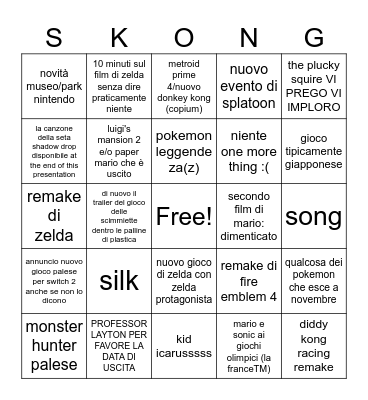 nintendo direct 18/06/24 Bingo Card