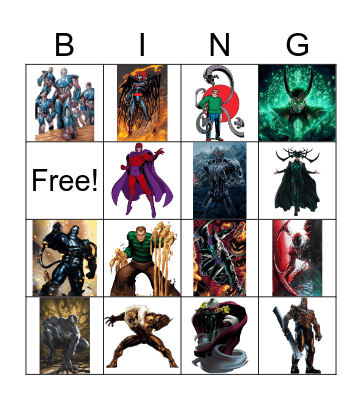 Marvel Villains Bingo Card