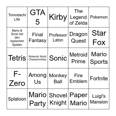 Nintendo Direct (June 2024) Bingo Card