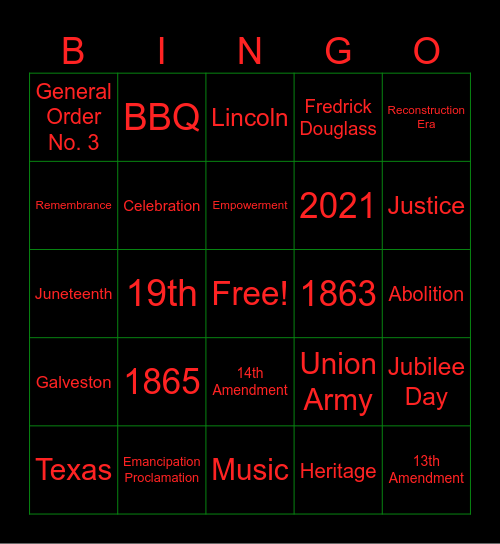 Juneteenth Bingo Card