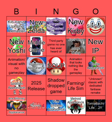 2024 June Nintendo Direct Bingo Card