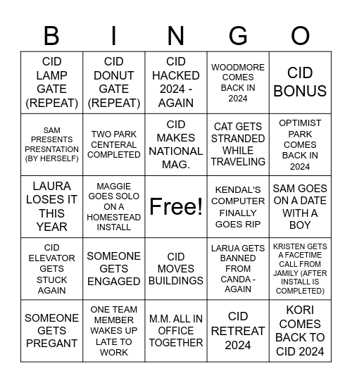 MISCHIEF MANAGED ANNUAL CID 2024 BINGO CARD Bingo Card