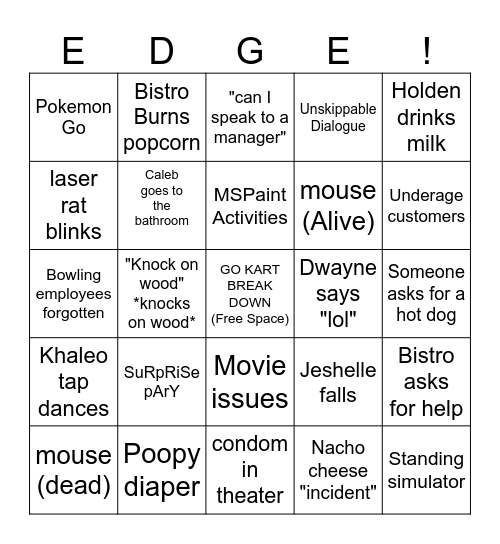 Edge Bingo Card