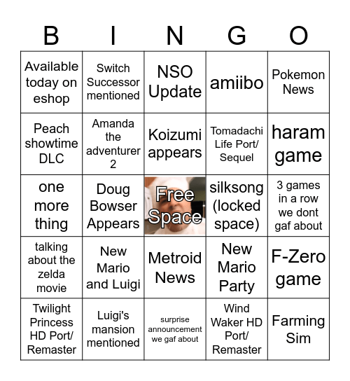 Nintendo Direct 18/06/24 Bingo Card