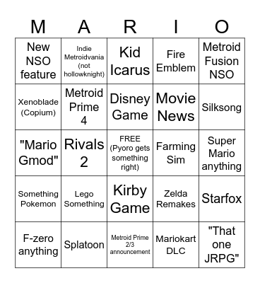 Ninty June 2024 Bingo Card