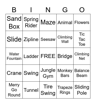 Playground Bingo Card