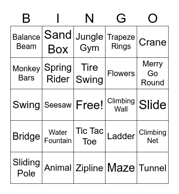 Playground Bingo Card