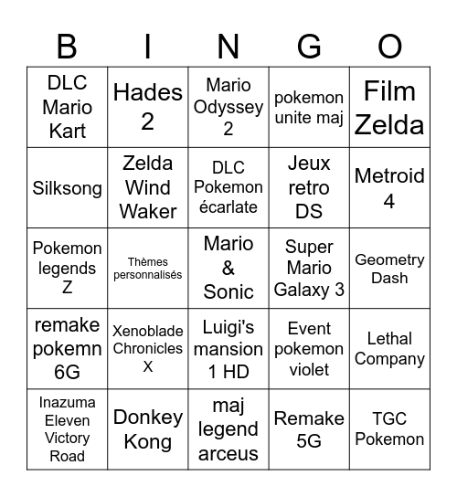 Nintendo Direct 18/06 Bingo Card