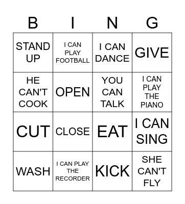 I CAN... NO, I CAN'T Bingo Card