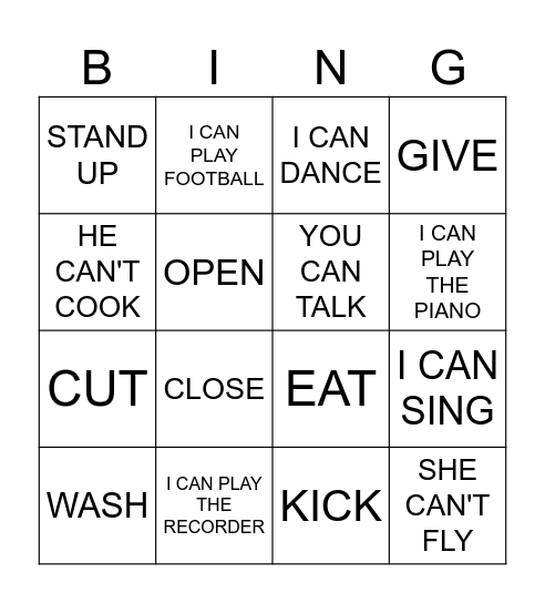 I CAN... NO, I CAN'T Bingo Card