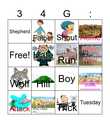 The shepherd boy and a wolf Bingo Card