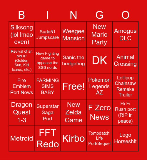 6/18 Ninten Direct Bingo Card