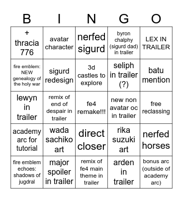 fe4 bingo Card