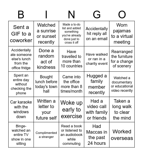 Finishing Bingo! Bingo Card