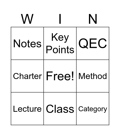 Note-Taking Methods Bingo Card