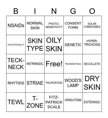 SKIN ANALYSIS Bingo Card
