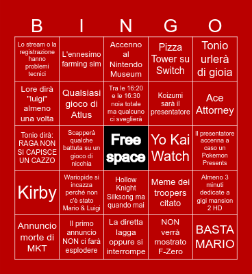 Nintendo Direct - Giugno 2024 Bingo Card