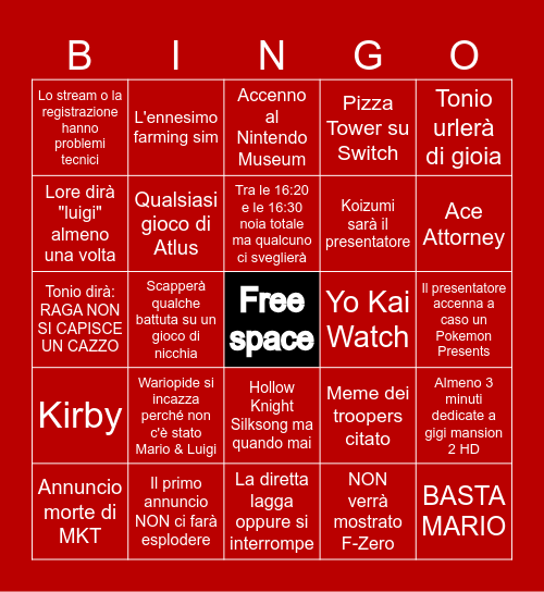 Nintendo Direct - Giugno 2024 Bingo Card