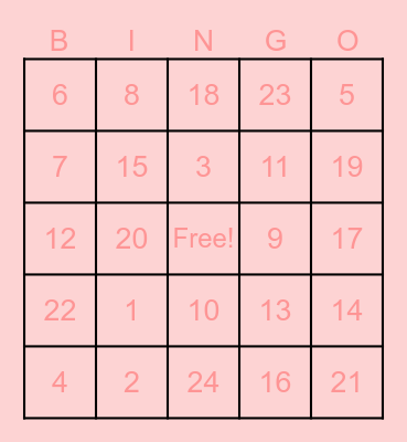 Baby Shower Bingo Card
