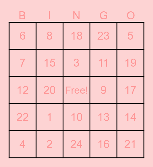 Baby Shower Bingo Card