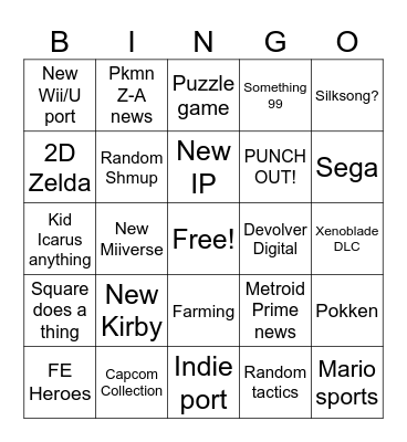 6.18 Nintendo Direct Bingo Card