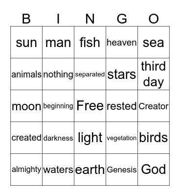 Genesis (Beginnings) Bingo Card