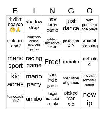 nintndo direct june 2024 Bingo Card