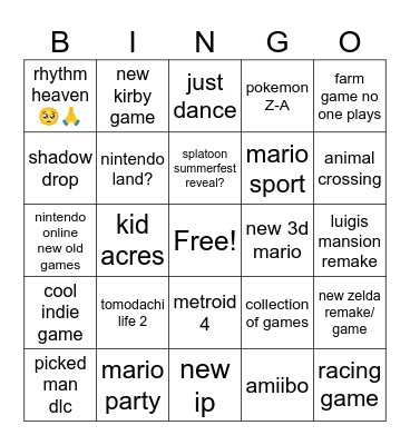 nintndo direct june 2024 Bingo Card