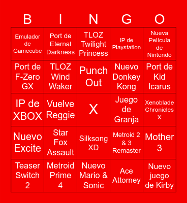 Nintendo DIrect June 2024 Bingo Card