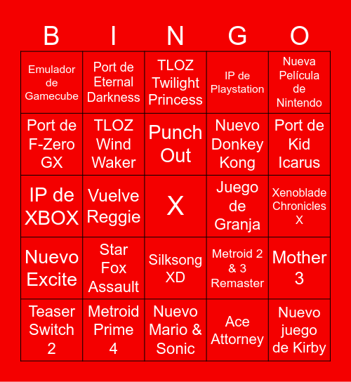 Nintendo DIrect June 2024 Bingo Card